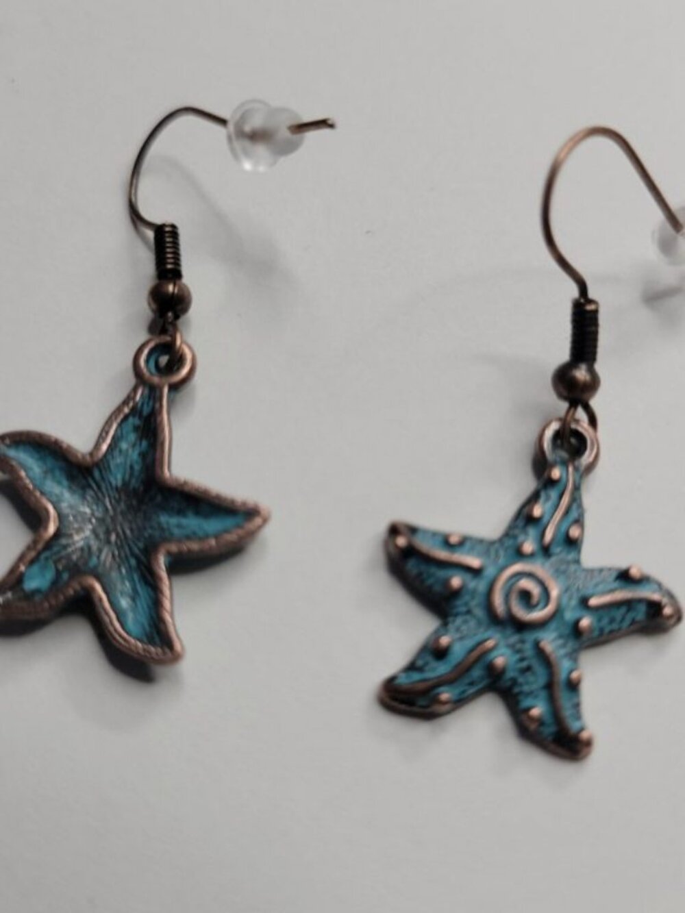 NWT Copper Patina Starfish Charm Earrings, Red Copper Color Hypoallergenic SW - Picture 2 of 3